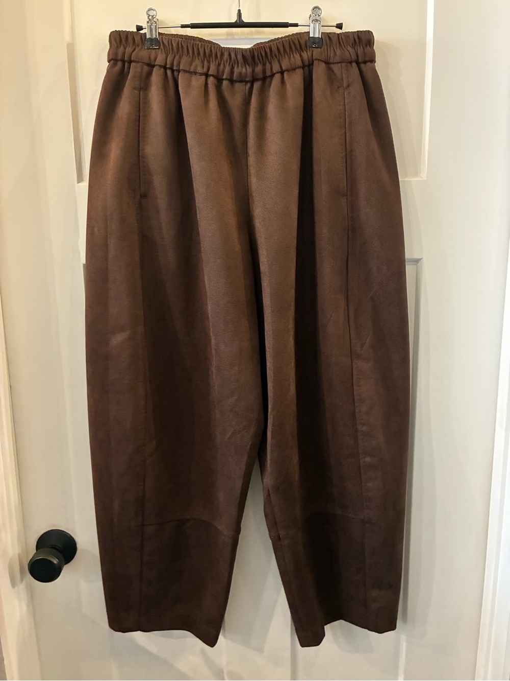 Max Studio Dark Brown Elastic Waist barrel pants
